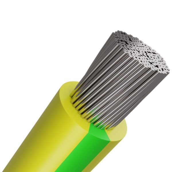 Silicone 1.00mm Cu-Tin Green/Yellow Single Core